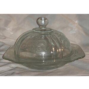 Vintage Cambridge Rose Point Elegant Glass Etched Candy Bowl Dish
